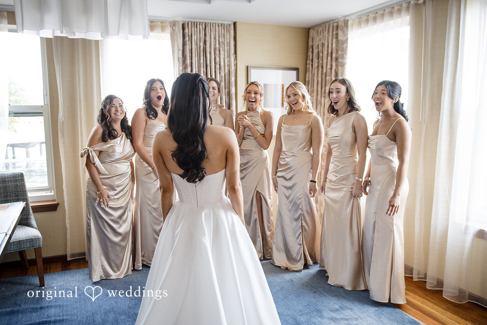 Nathan + Ainsley The bride unveils herself to her bridesmaids
