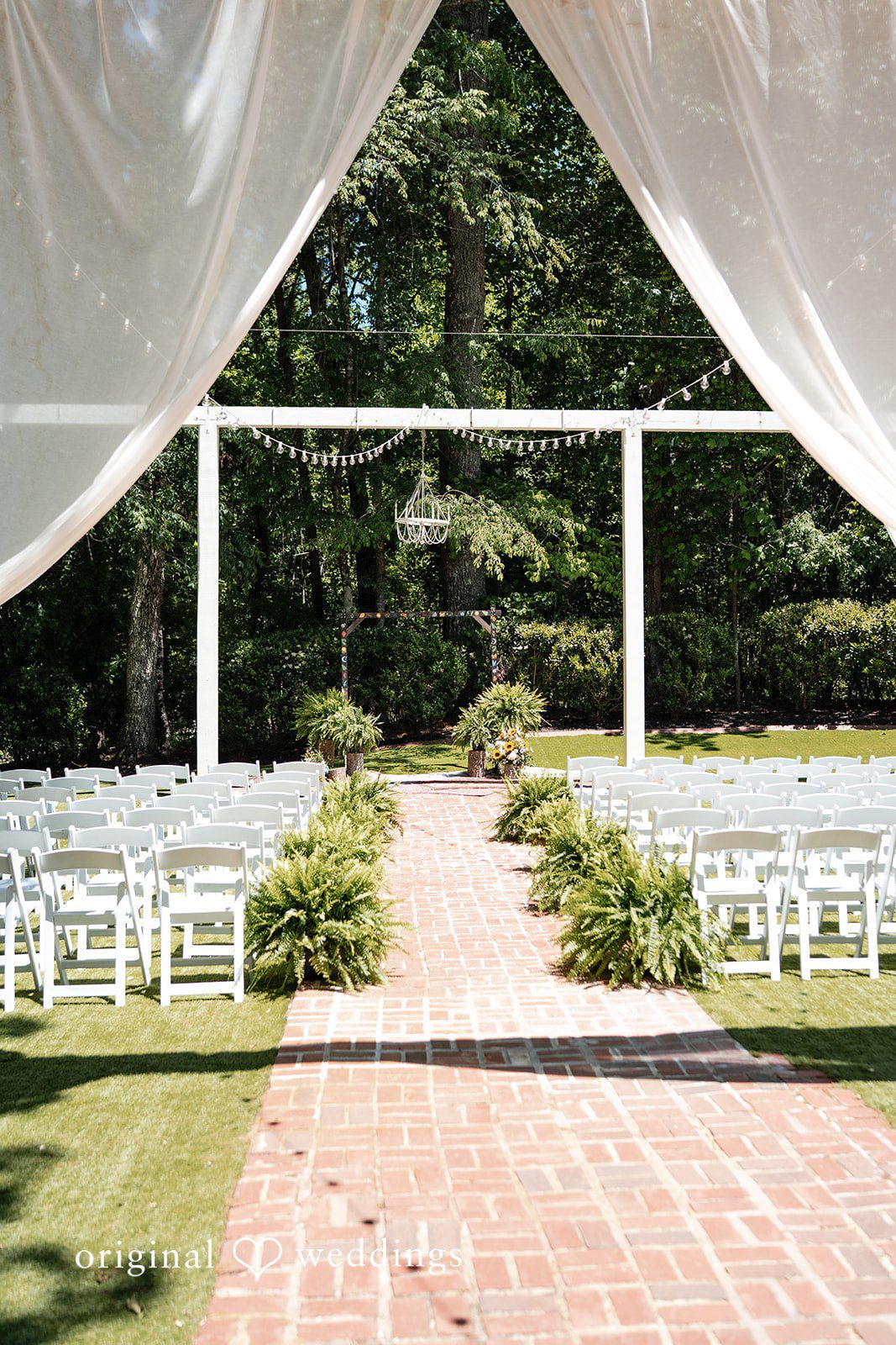 Elizabeth + Zodi Outdoor ceremony setup at The Wheeler House wedding venue