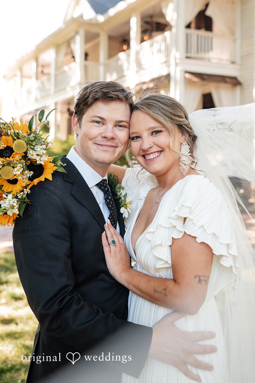 Elizabeth + Zodi Romantic veil portrait of the newlyweds