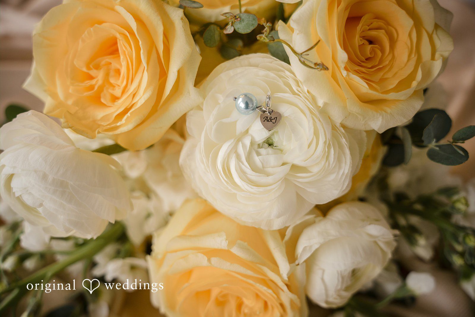 Ann + Justin A detail shot of the wedding bouquet