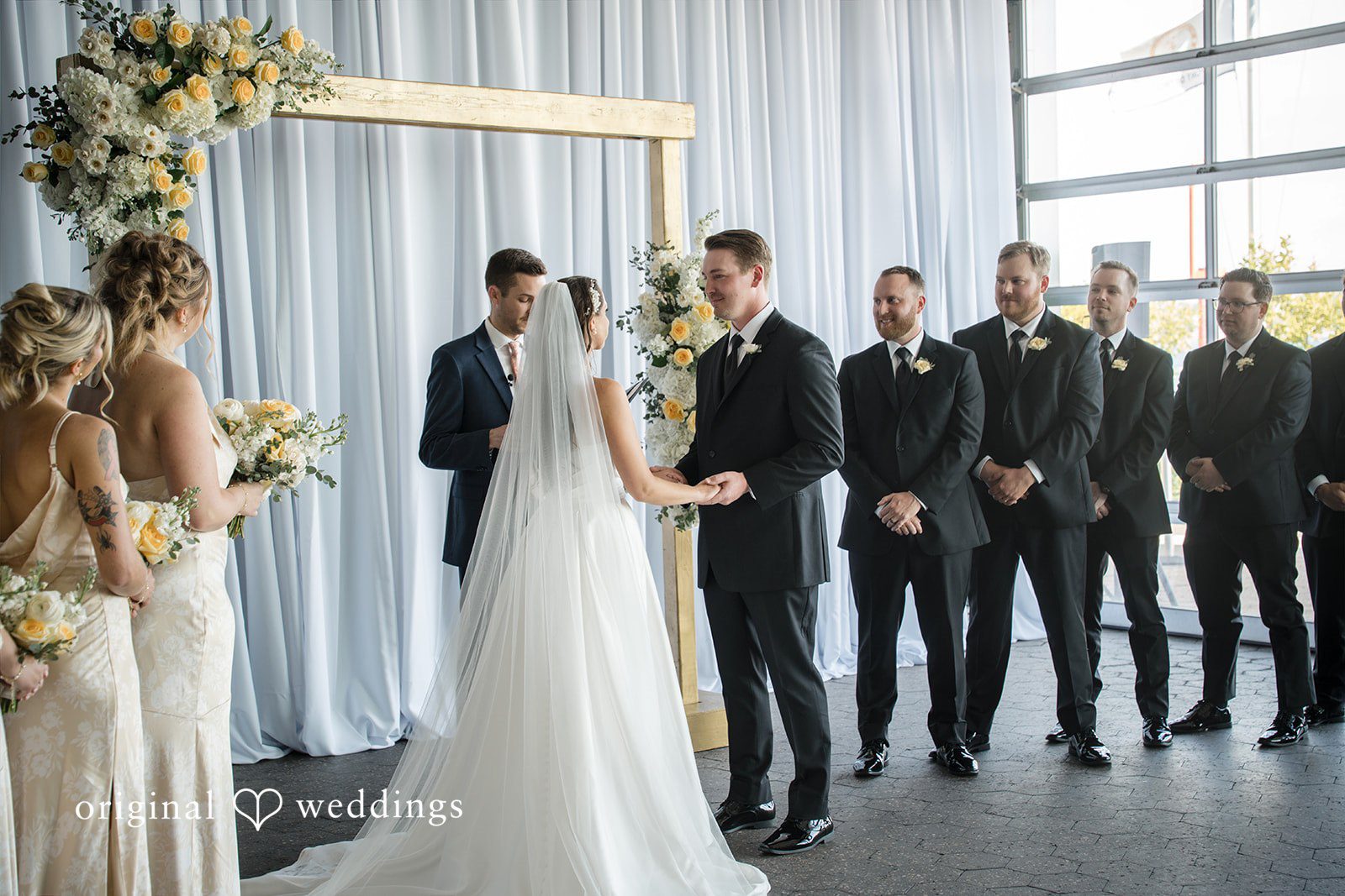 Ann + Justin The Waterview Loft wedding ceremony