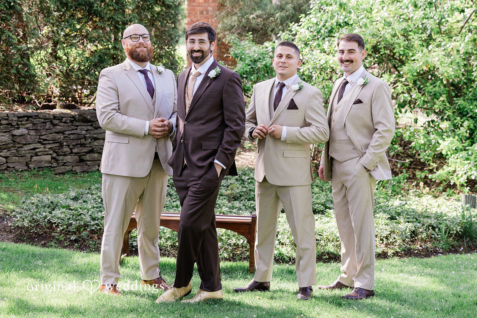 Sabrina + Jonathan Picture of groom with the groomsmen at Westbury Manor