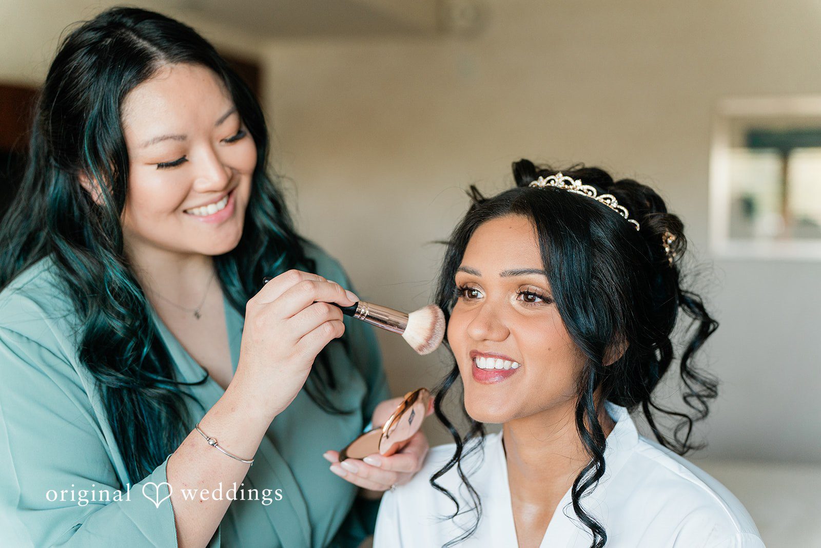Sabrina + Jonathan Bride getting ready for ceremony happily