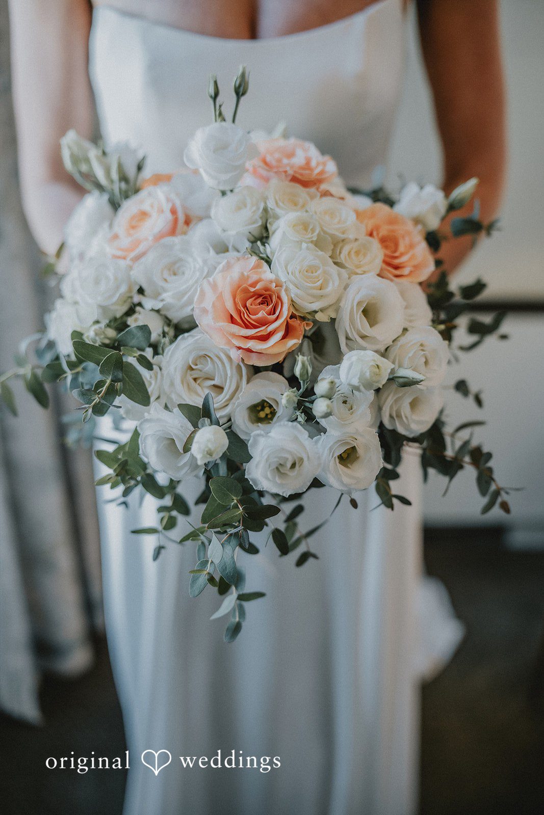 A close-up shot of the bride's bouquet