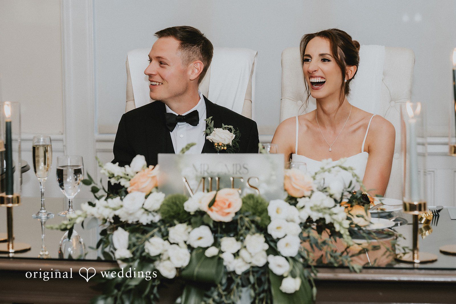 Joyful moment in the wedding reception