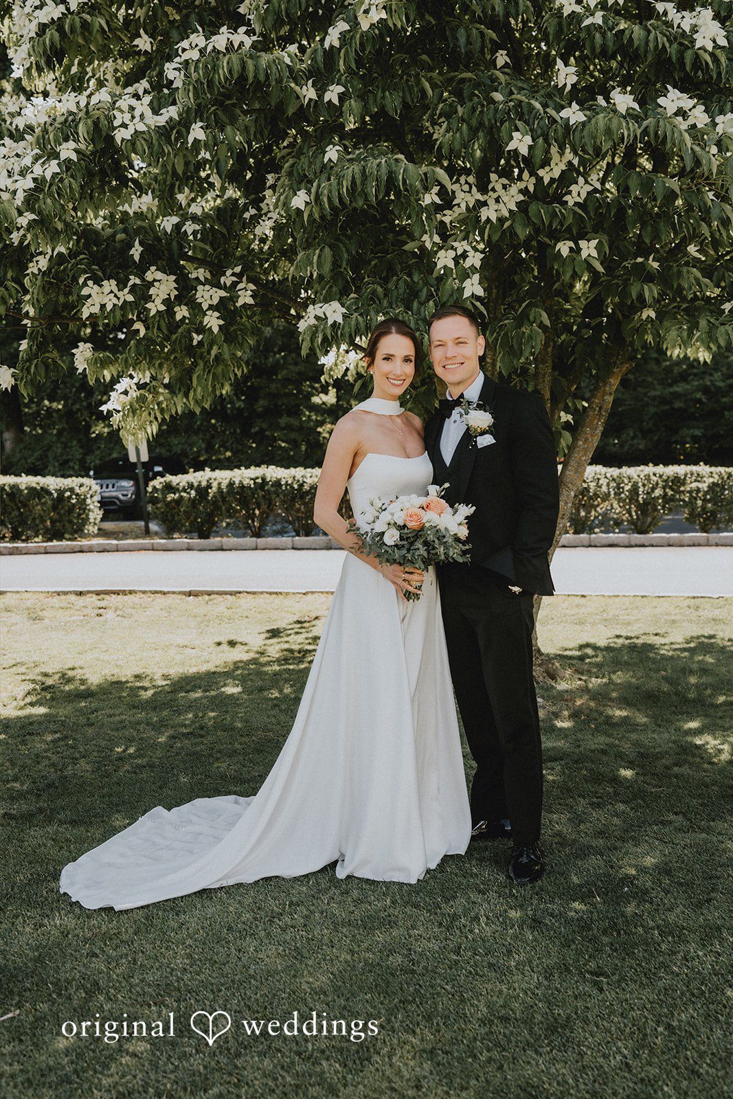 Our New York City wedding photographers captured a stunning portrait of the couple by the field
