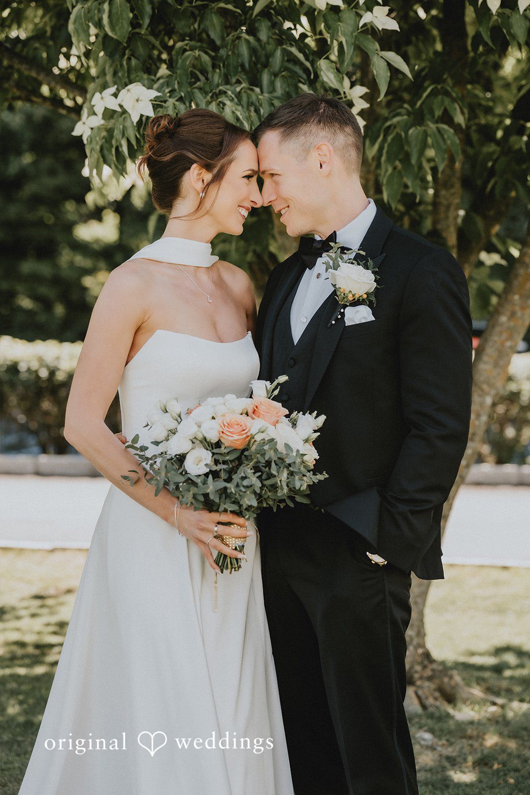 A romantic portrait of the couple