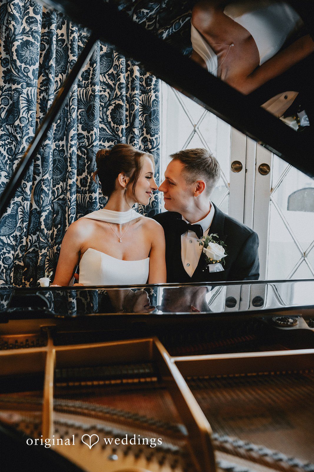 Romantic portrait by the piano