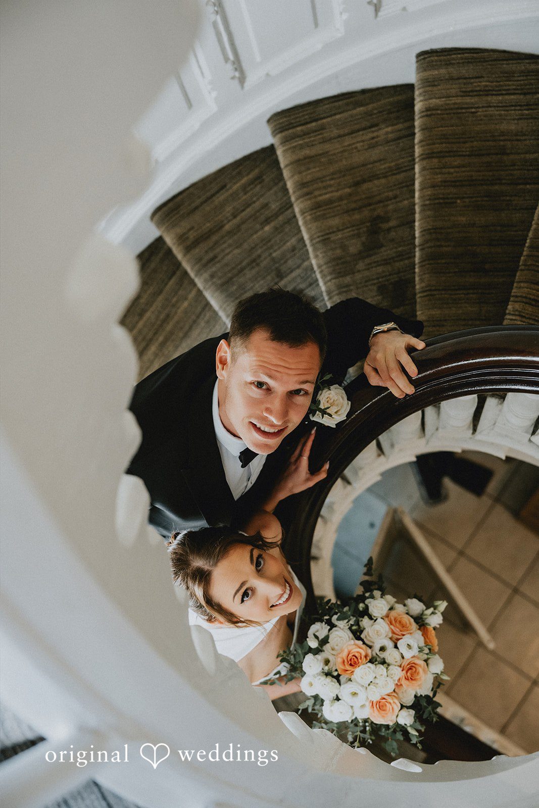 A stylish portrait by the stairs