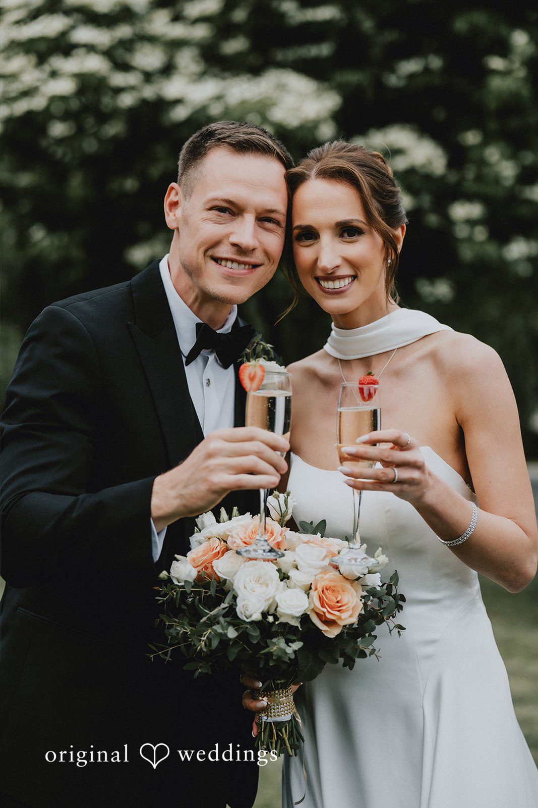 The couple shares a drink
