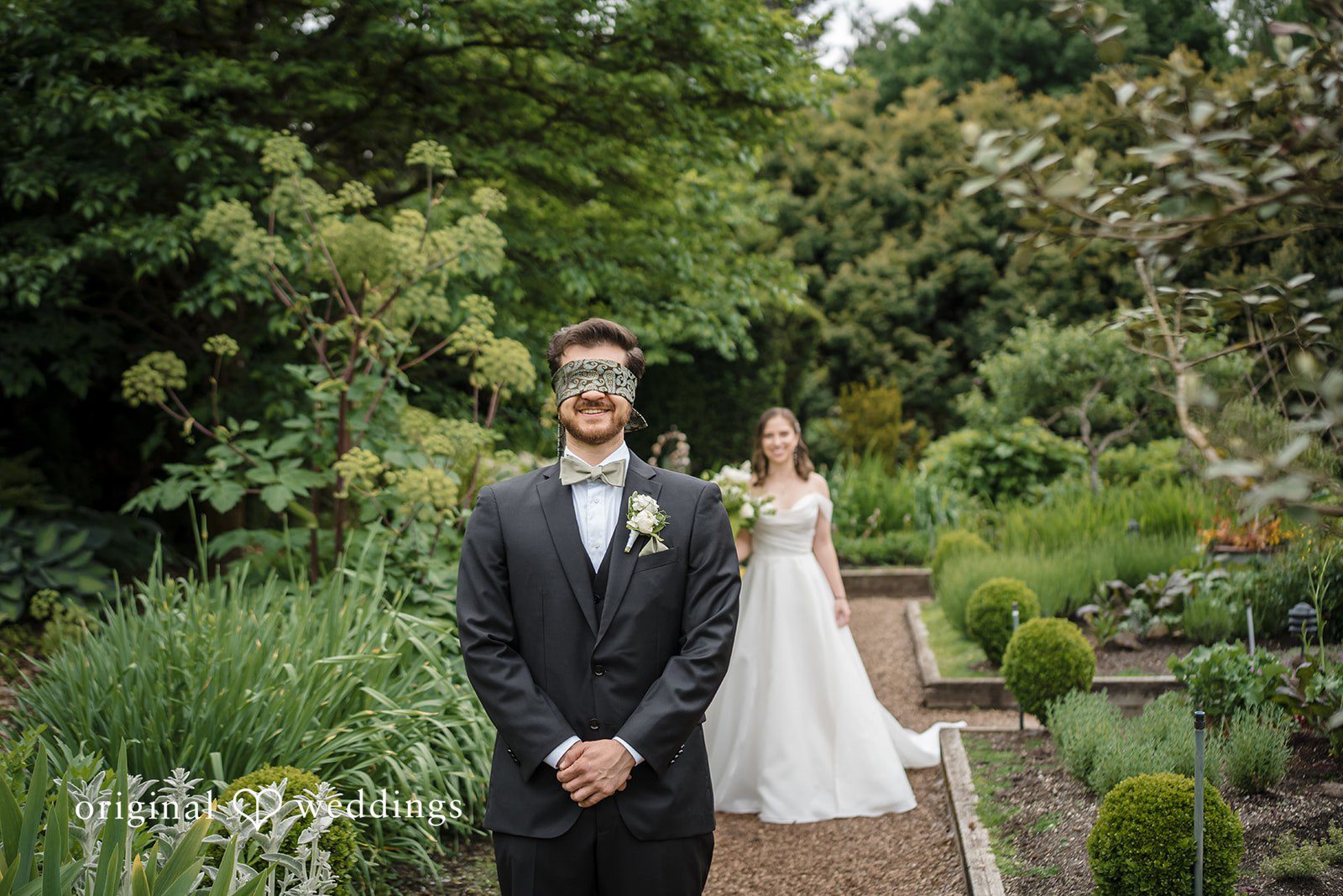 Groom waiting to see his bride at Willows Lodge