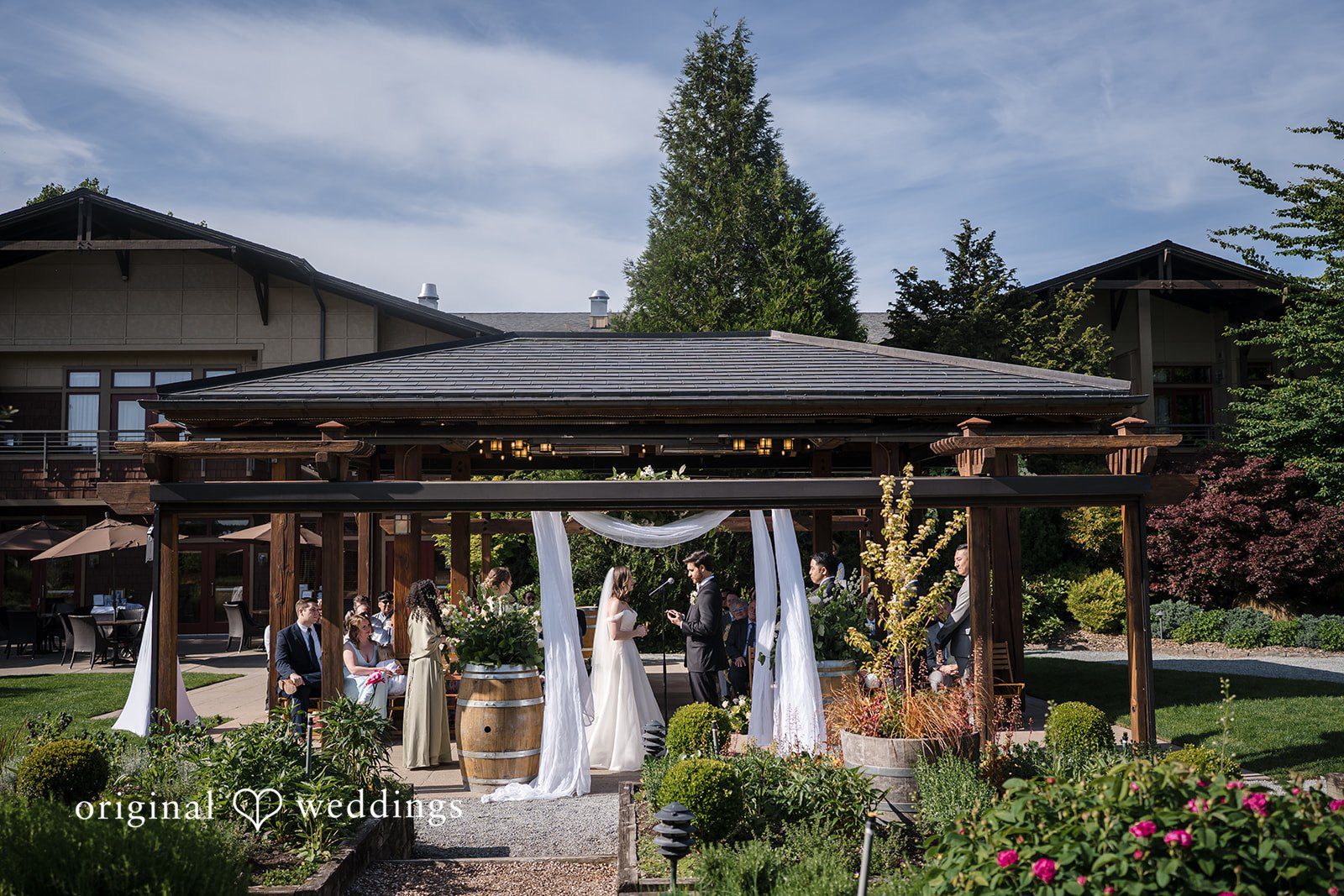 Couple exchanging vows during ceremony