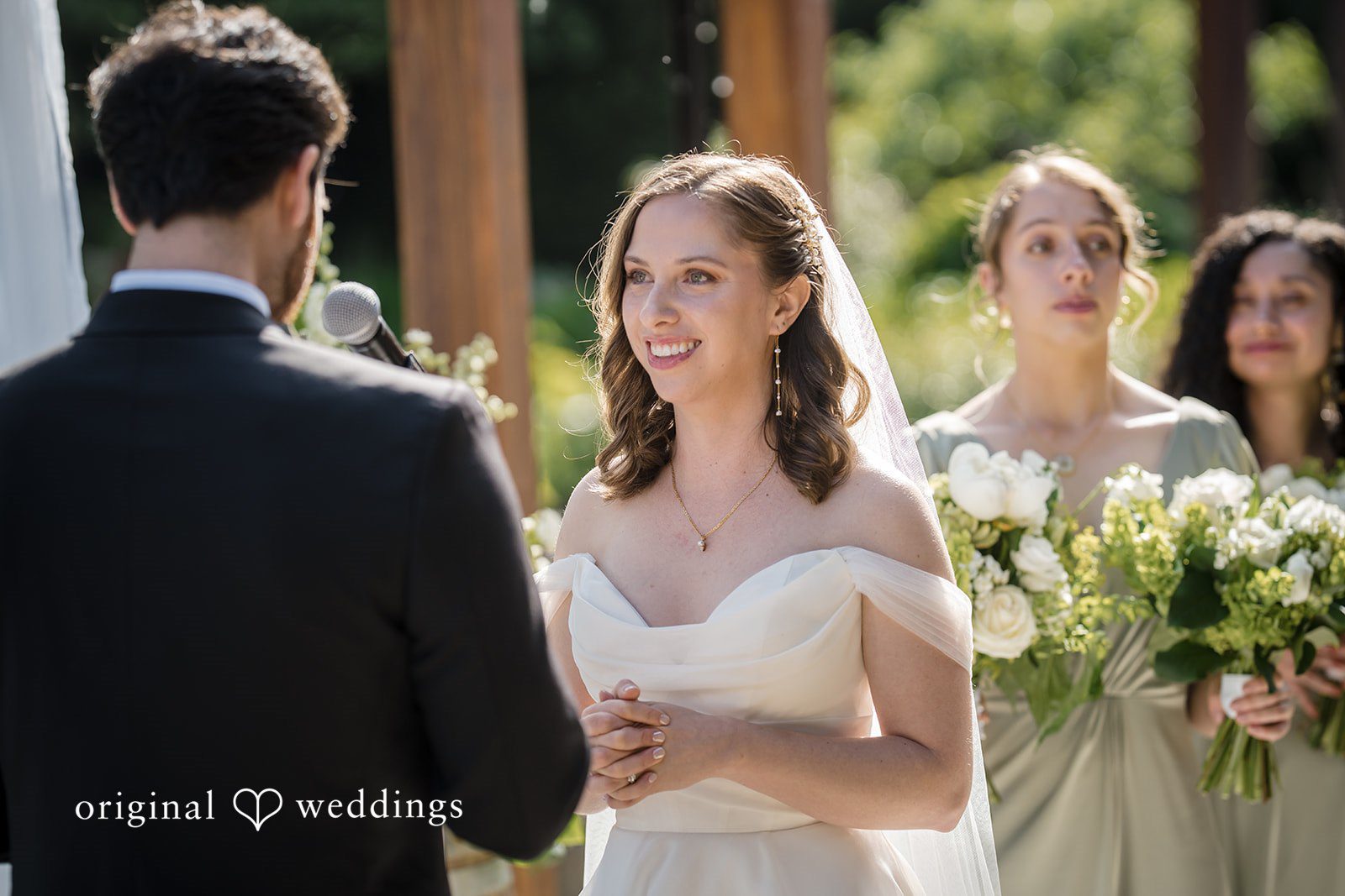 Groom reading his vows to the bride at Willows Lodge