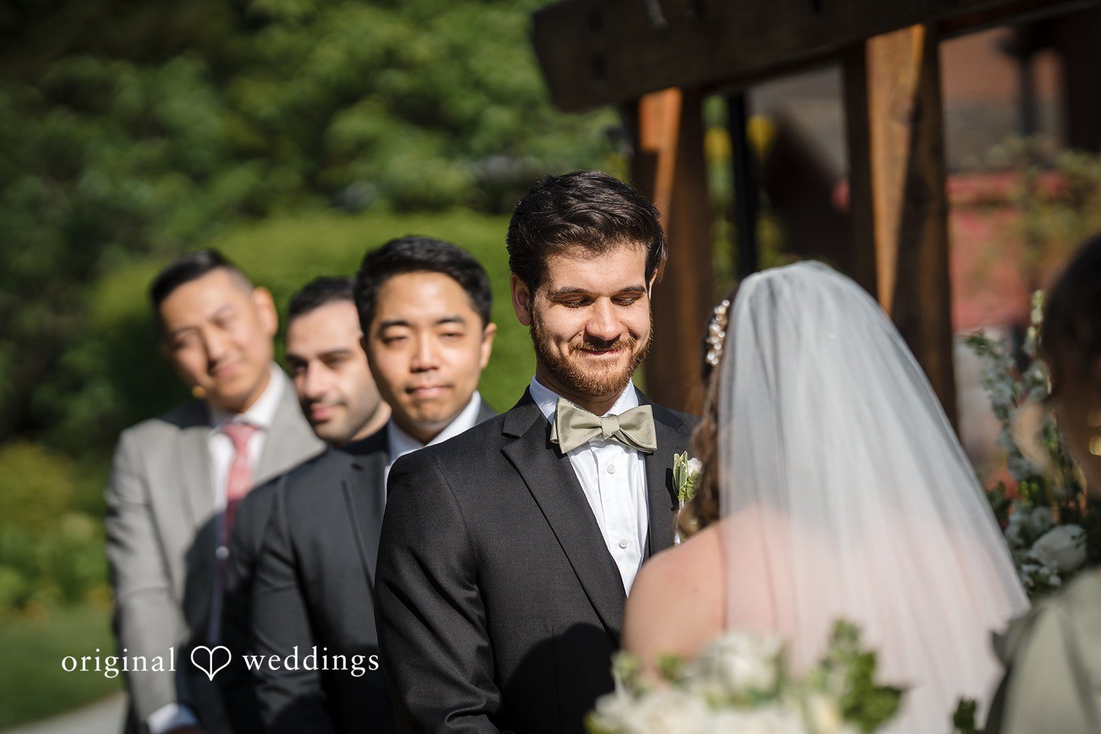 Lovely picture of groom during wedding ceremony