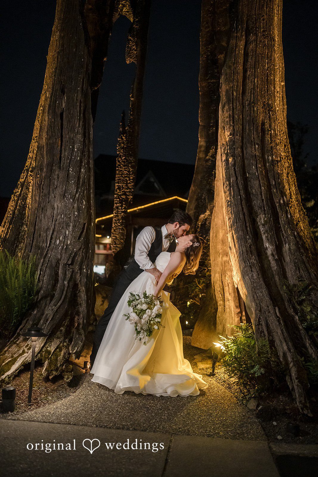 Romantic scene of couple at Willows Lodge
