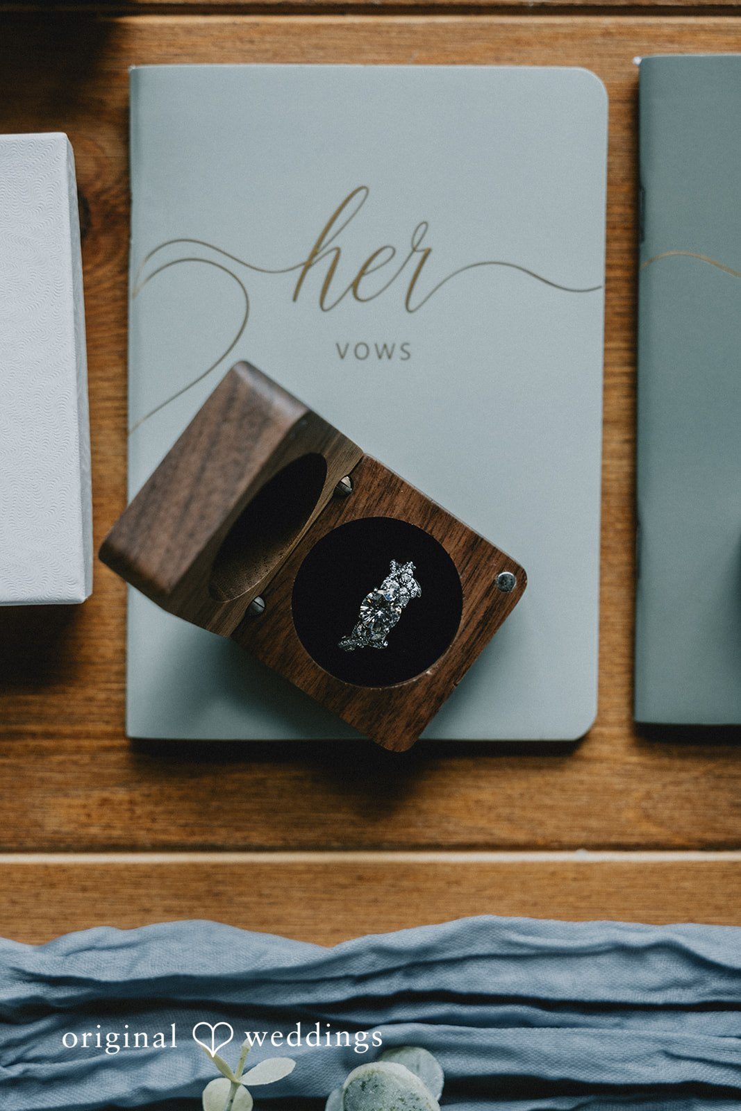 Ashlee + Colby Close-up of the bride’s engagement ring in an elegant wedding detail shot