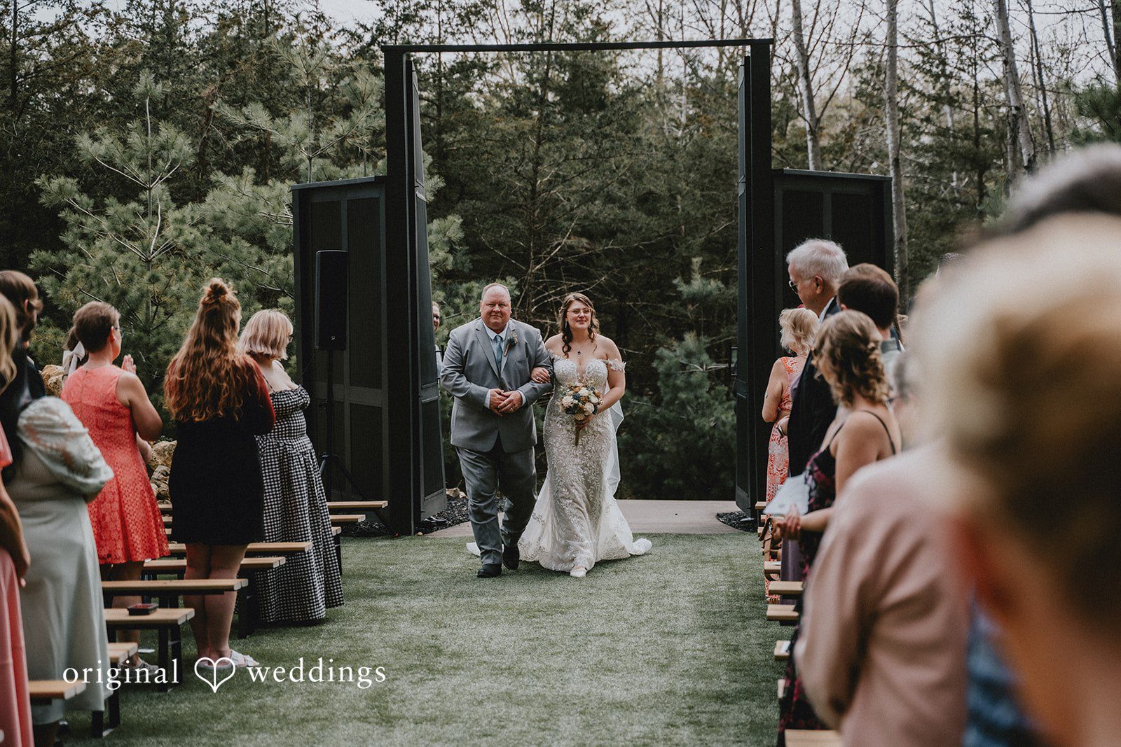 Ashlee + Colby Bride entering the ceremony with her father by her side