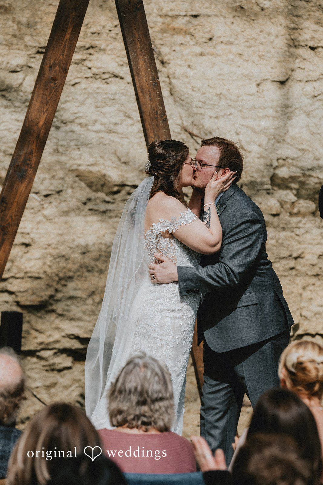 Ashlee + Colby Newlyweds sharing their first embrace after exchanging vows