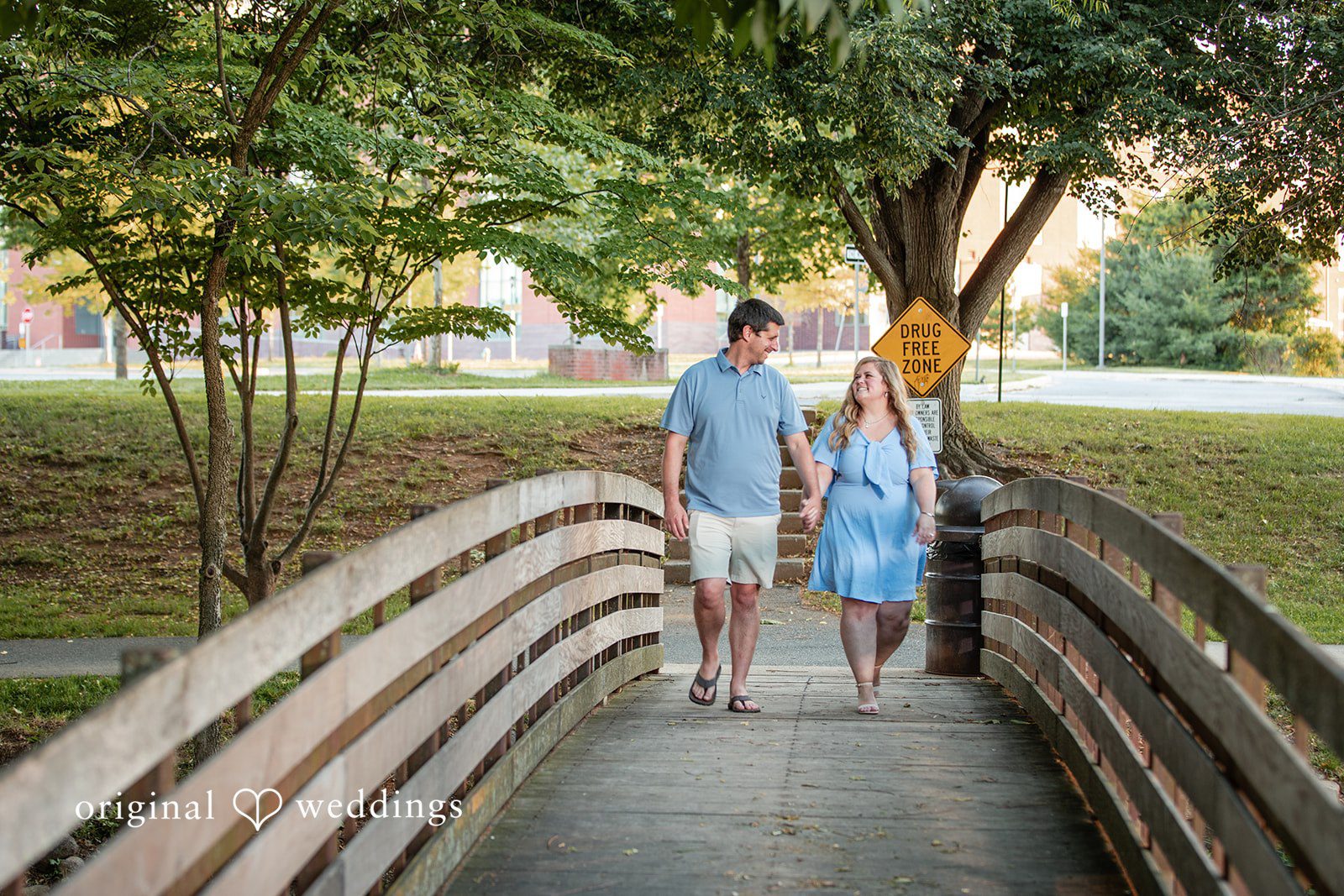 Miranda + Tyler Happy couple walking together at Baker Park