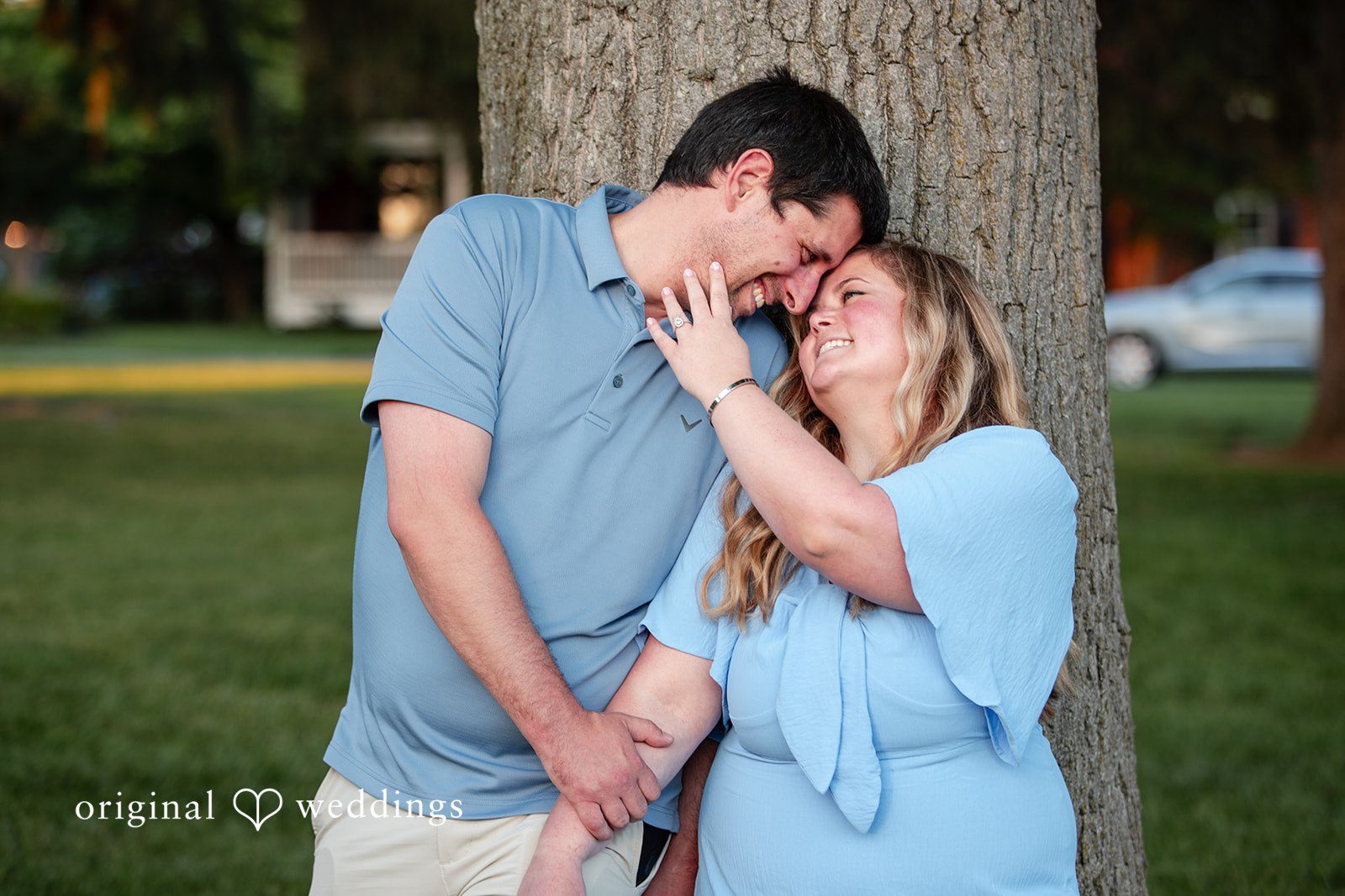 Miranda + Tyler Couple sharing a special moment while looking at each other at Baker Park