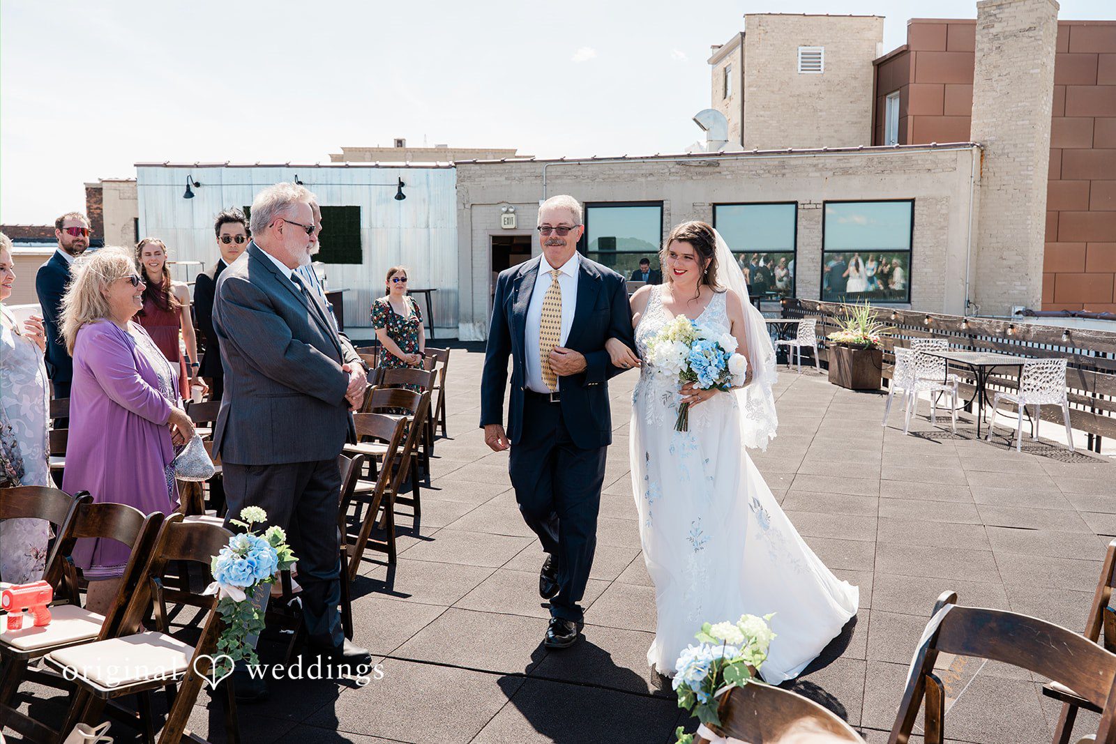 Rachel + Nick Bride making her entrance during the wedding ceremony at Batch No. 154