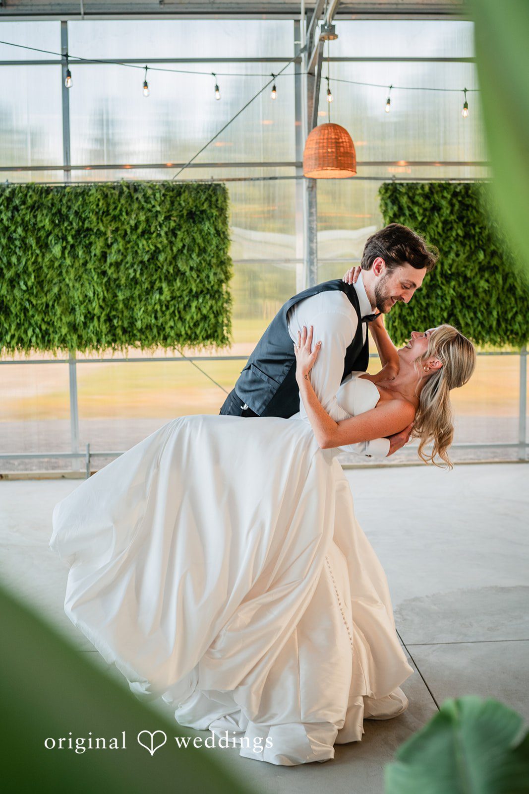 Trey + Bailey Elegant newlywed dance portrait inside the reception venue.