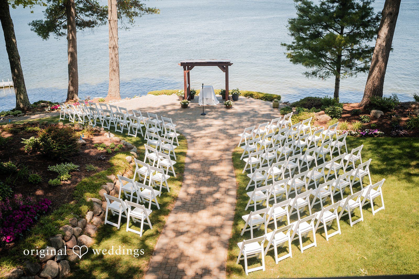 Trey + Bailey Outdoor wedding ceremony at Blake's Backyard captured by Detroit Wedding Photographers from Original Weddings.