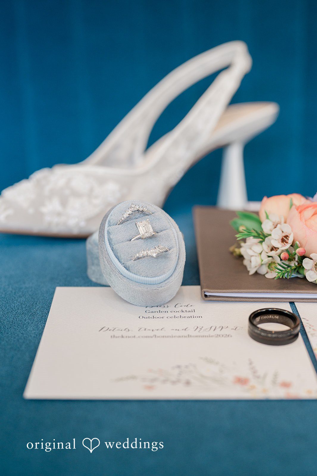 Bonnie + Tommie Wedding rings, shoes, etc