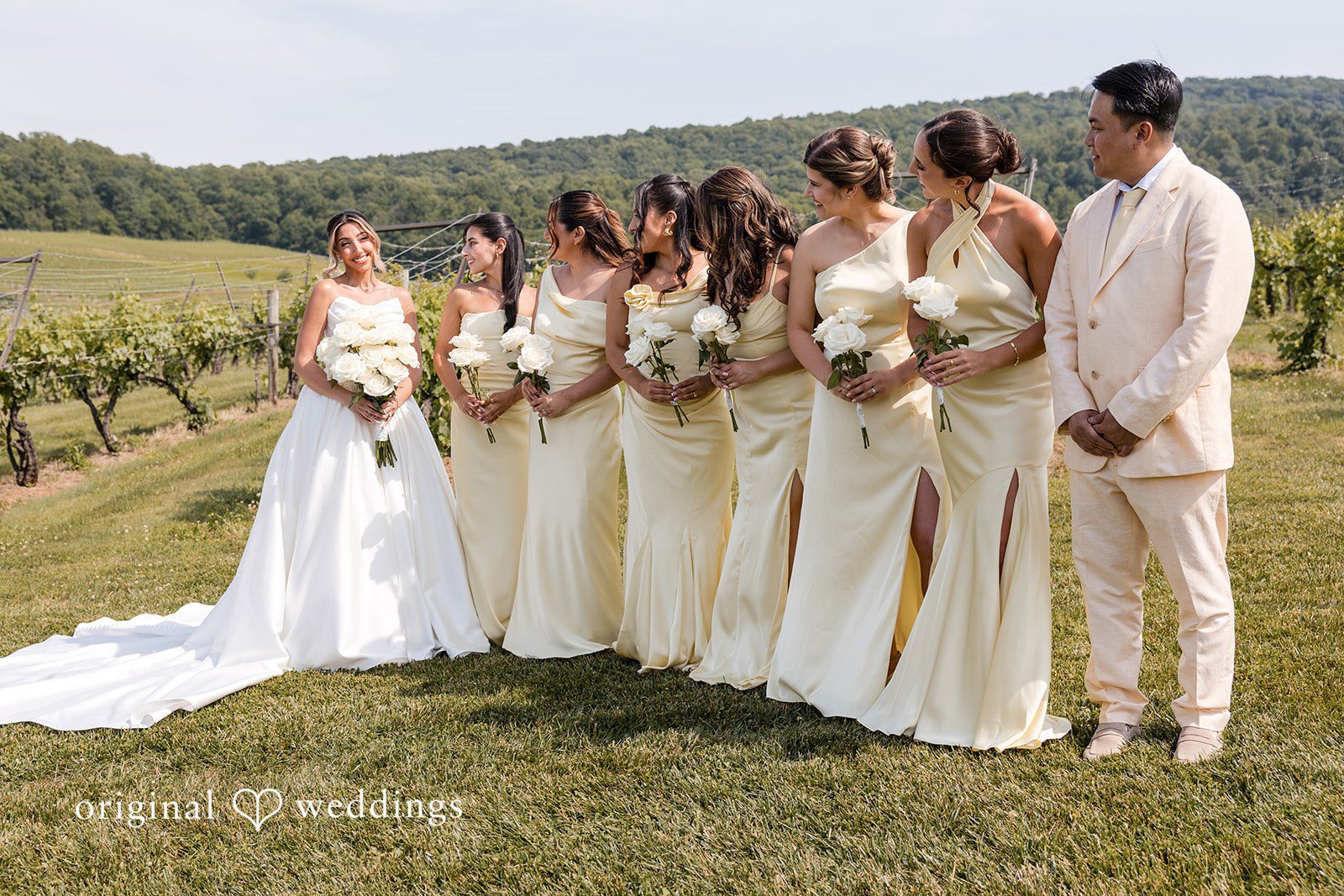 Brett + Ava Beautiful picture of bride with bridesmaids
