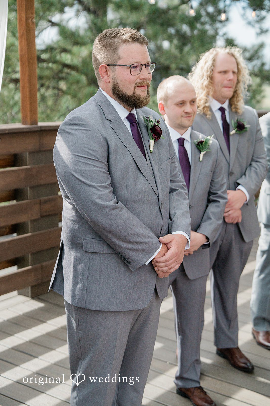 Carolina + Jonah Groom watching the bride enter at Brittany Hill - Wedgewood Weddings