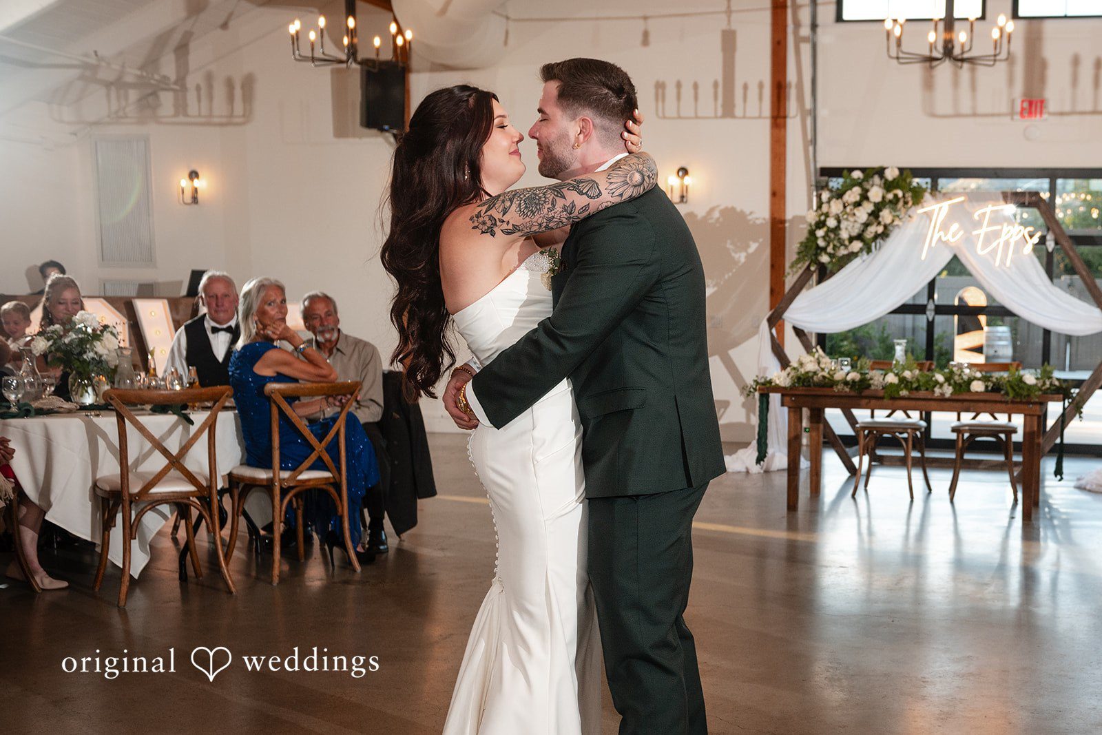 Noah + Jade A bride and groom sharing their romantic first dance together during their wedding reception.