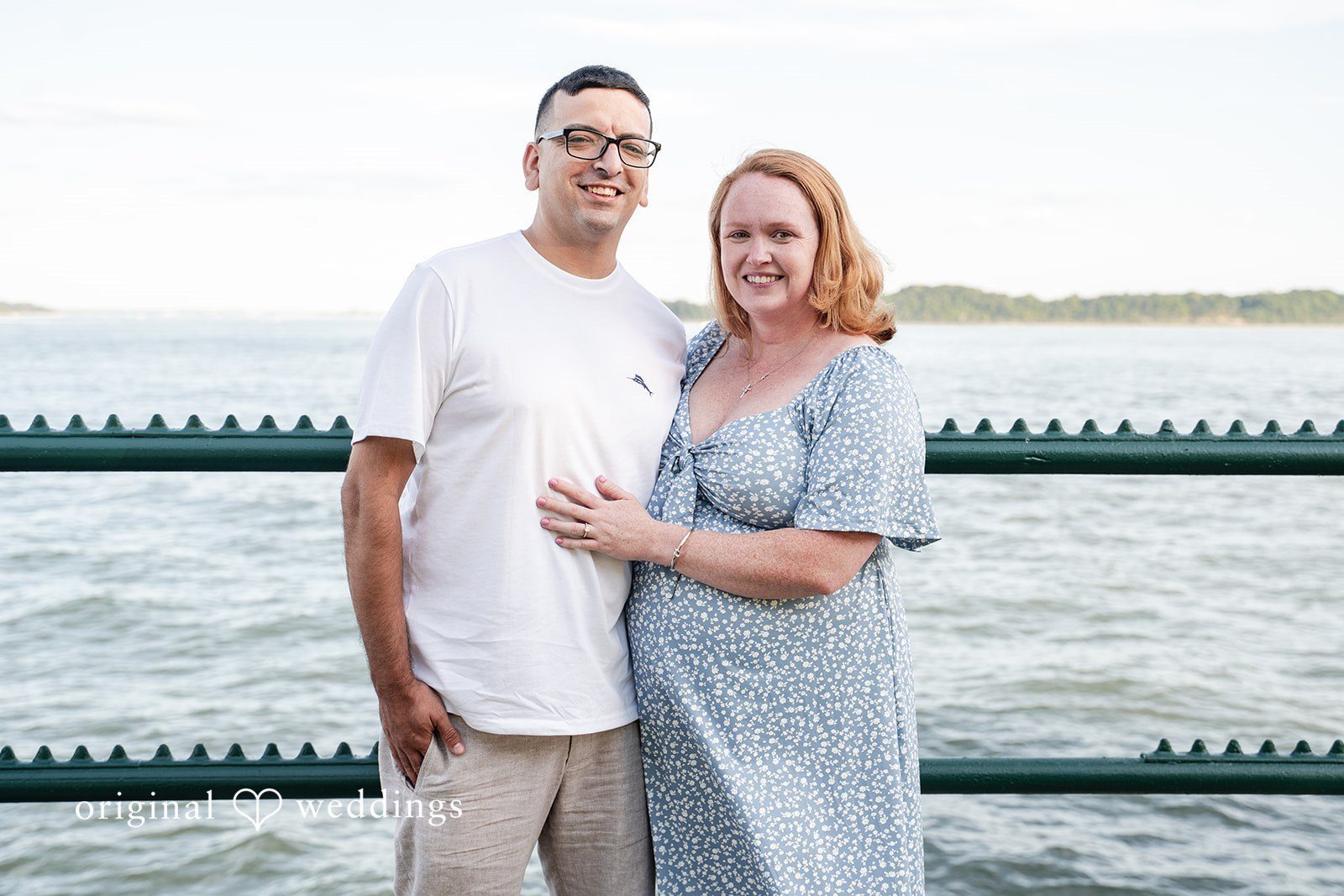 Stunning Portrait of couple at Castle Island by Boston Engagement Photographers from Original Weddings.