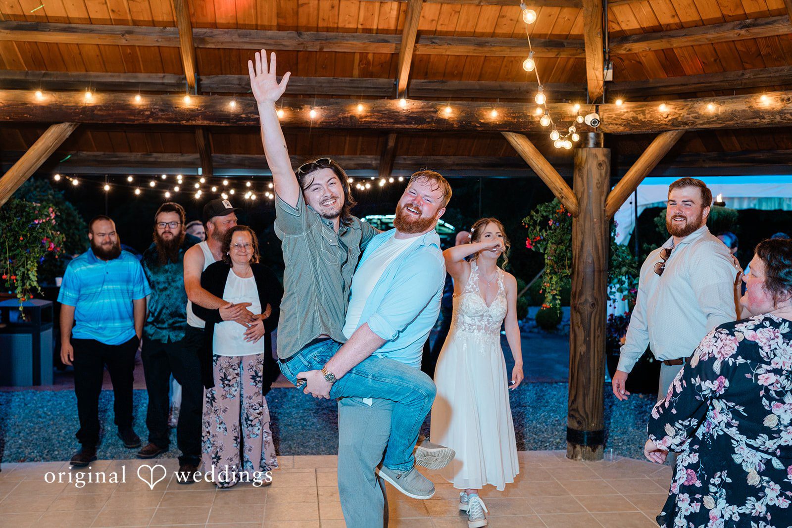 Jennifer + Steven Joyful wedding party moment at cedar springs