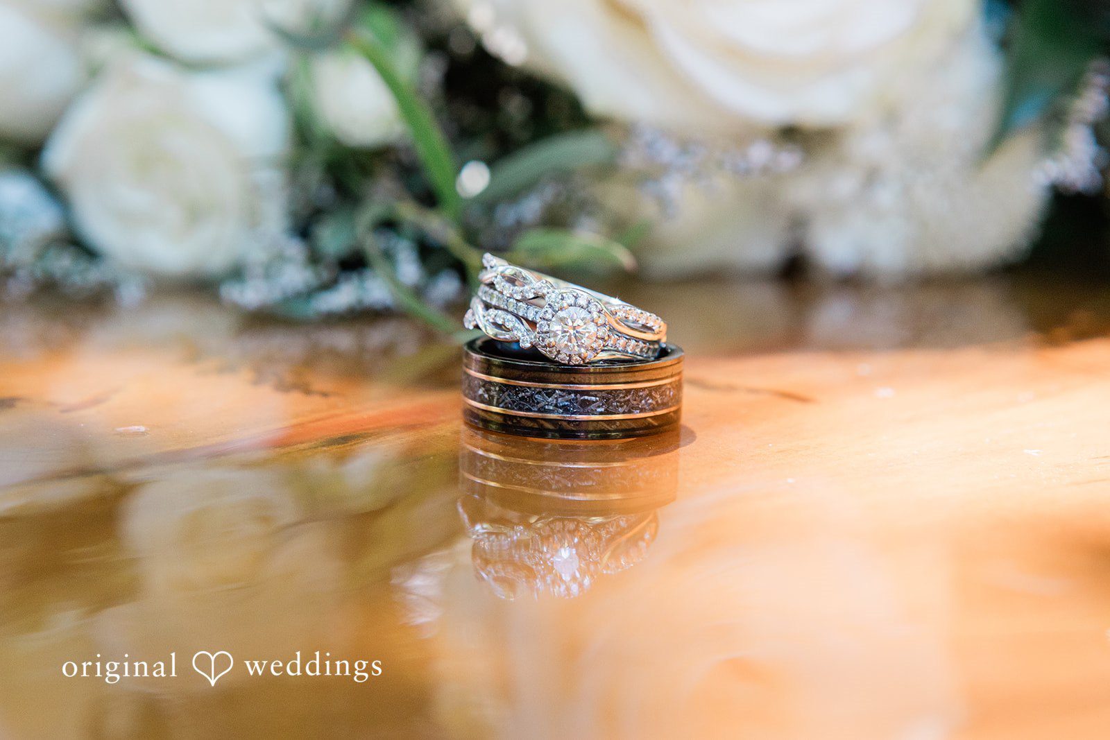 Jennifer + Steven Elegant wedding ring details at cedar springs