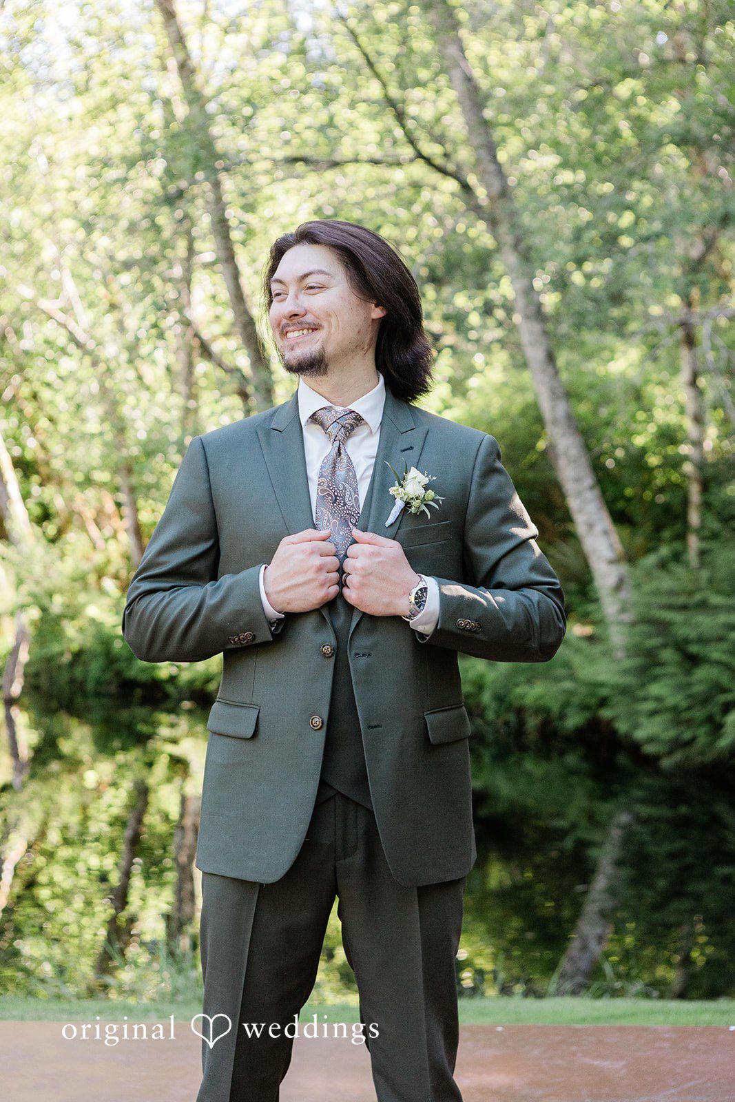 Jennifer + Steven Handsome groom portrait at cedar springs