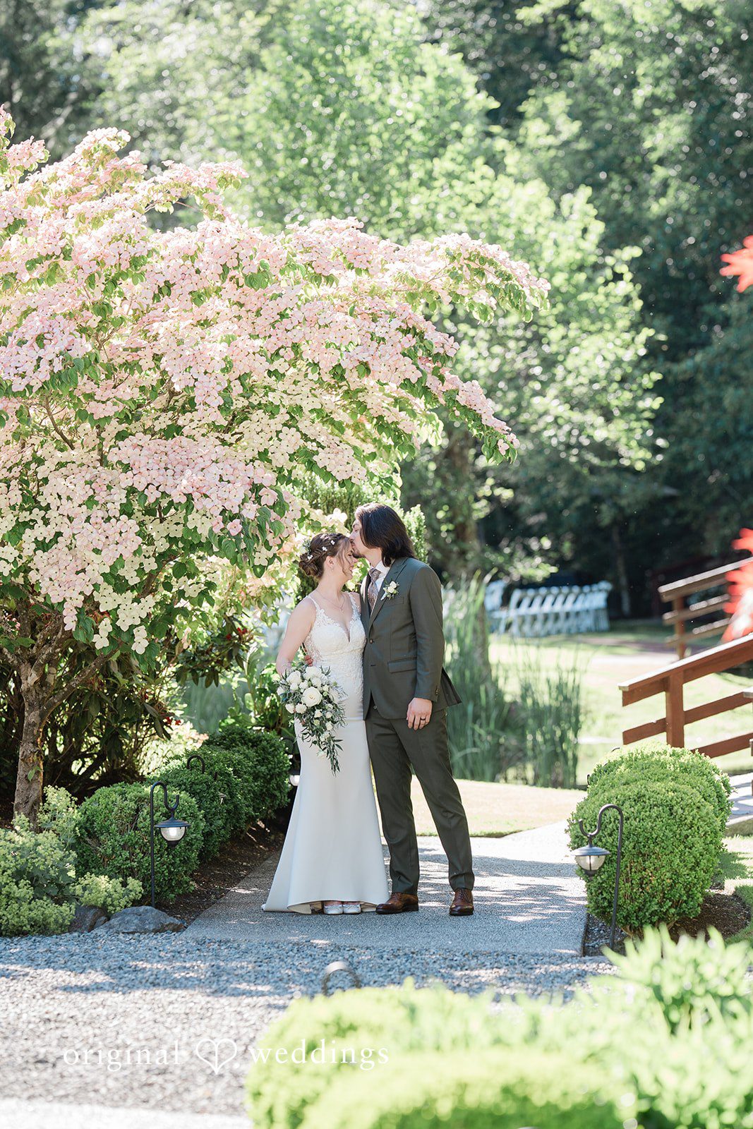 Jennifer + Steven Romantic kiss between couple at Cedar Springs
