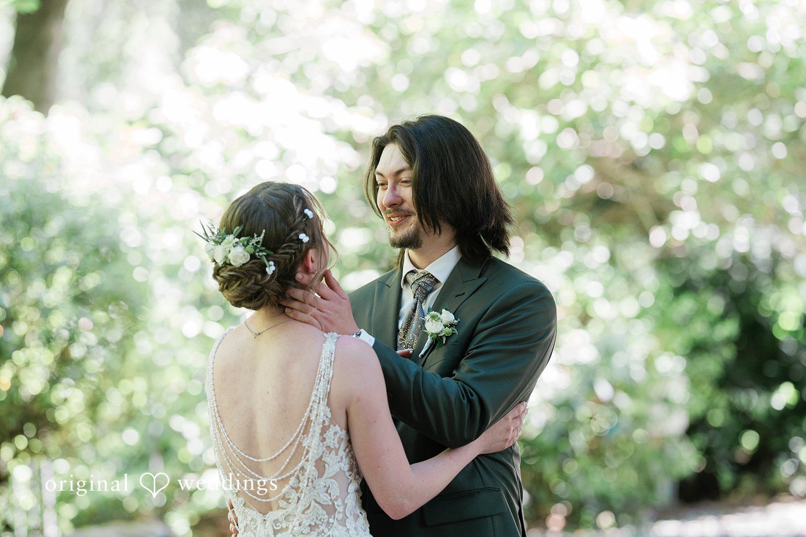 Jennifer + Steven Couple looking into each other's eyes at cedar springs