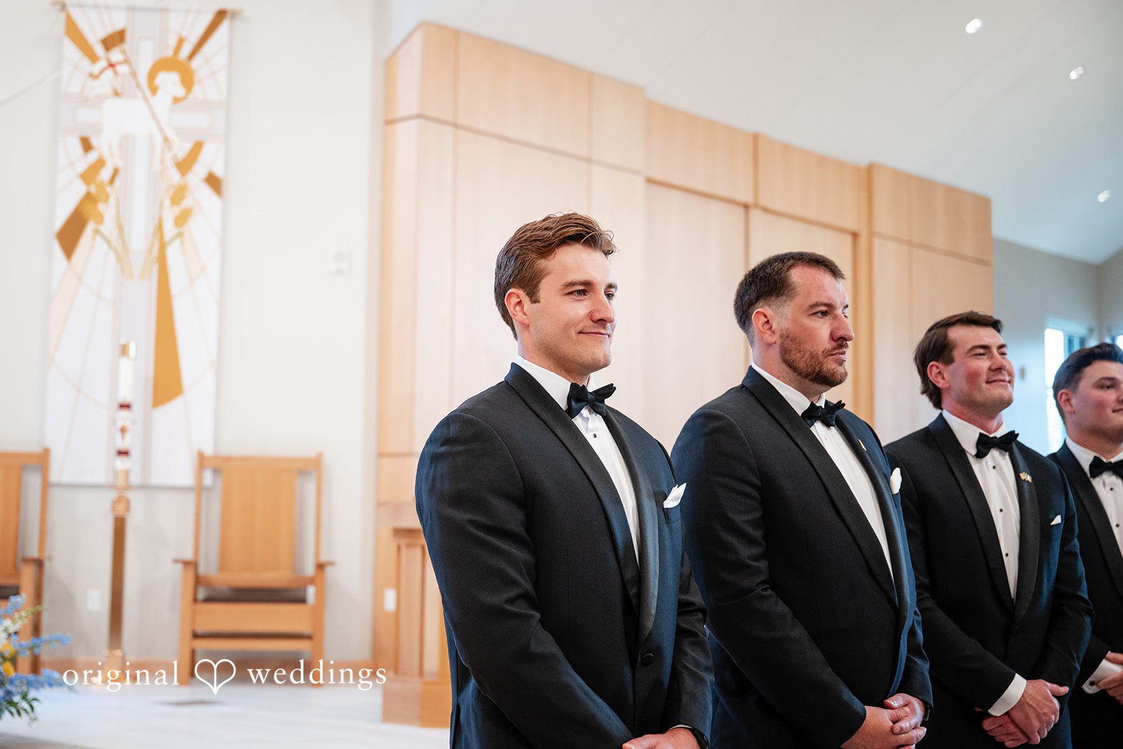 Brandi + Ryan Emotional groom waiting for the bride at Christ the Lord Lutheran Church