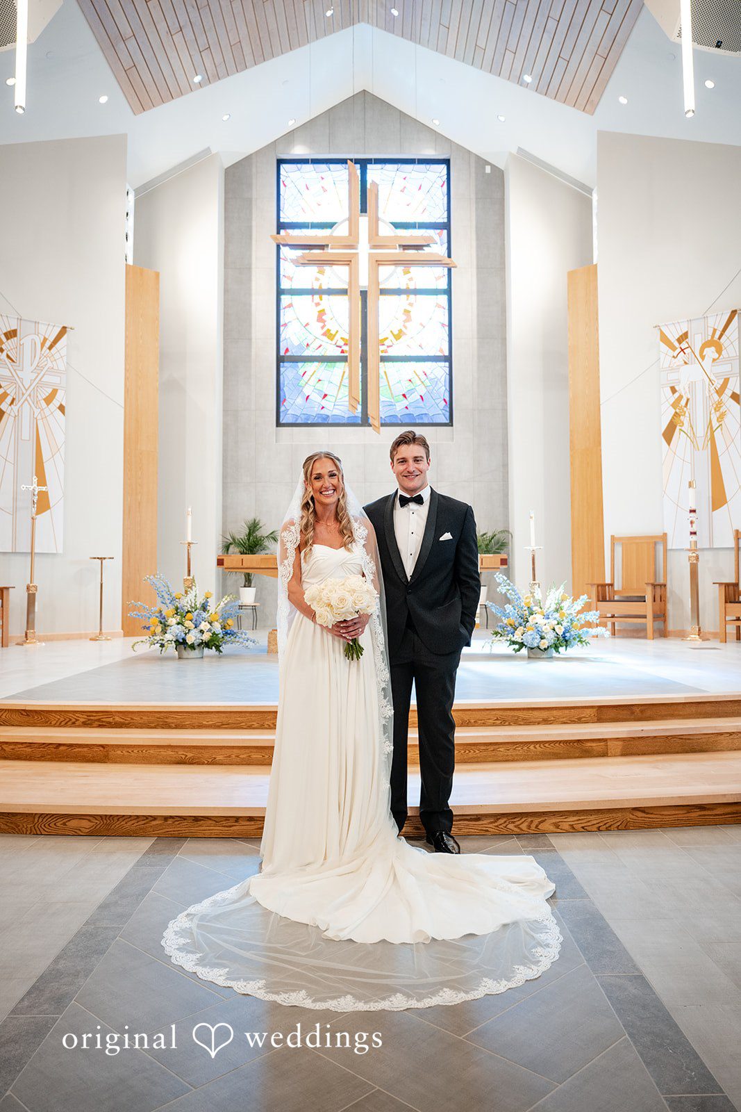 Brandi + Ryan Romantic portrait of couple at Christ the Lord Lutheran Church