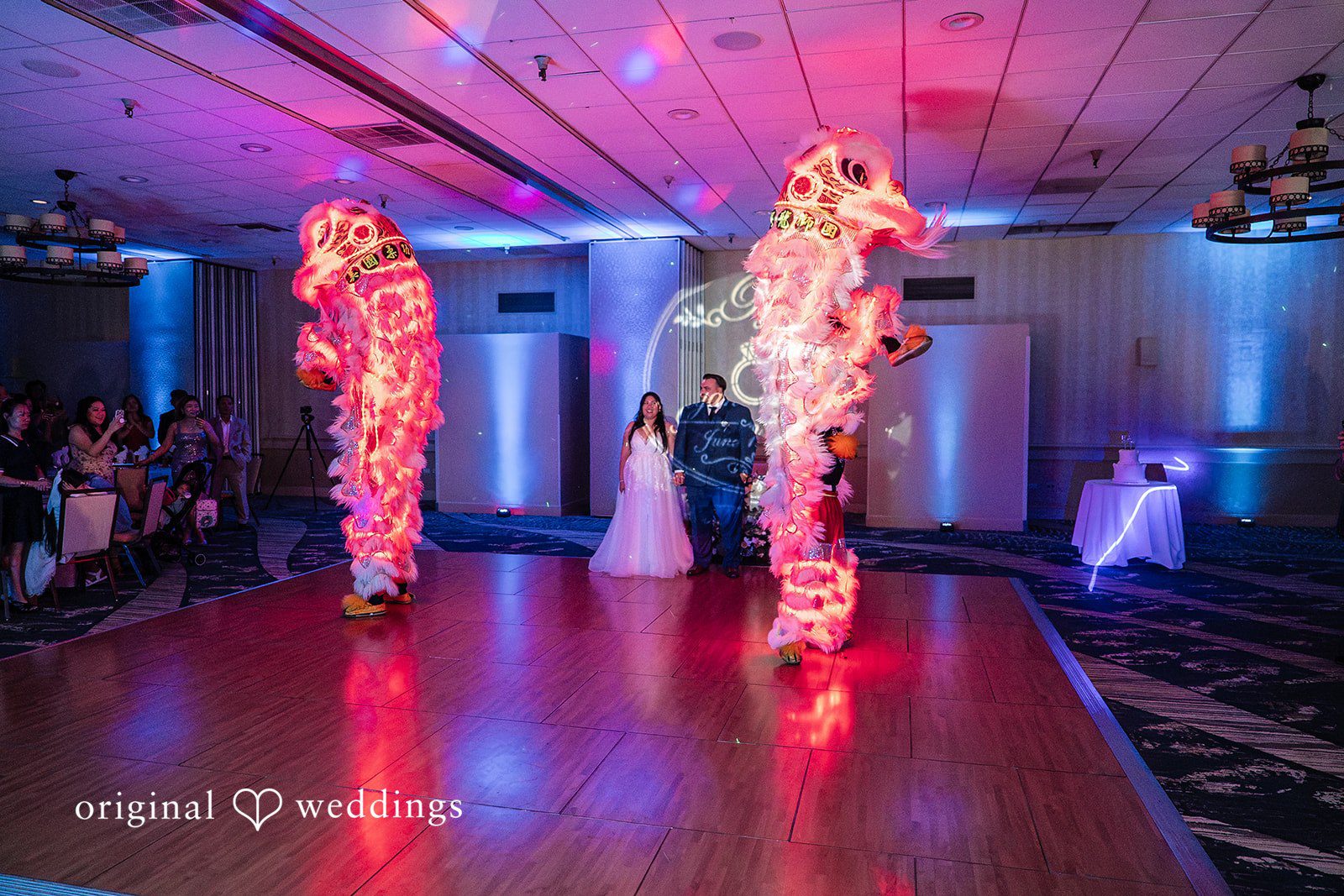 Thuy + Ryan Traditional lion dancers performing during the wedding reception.