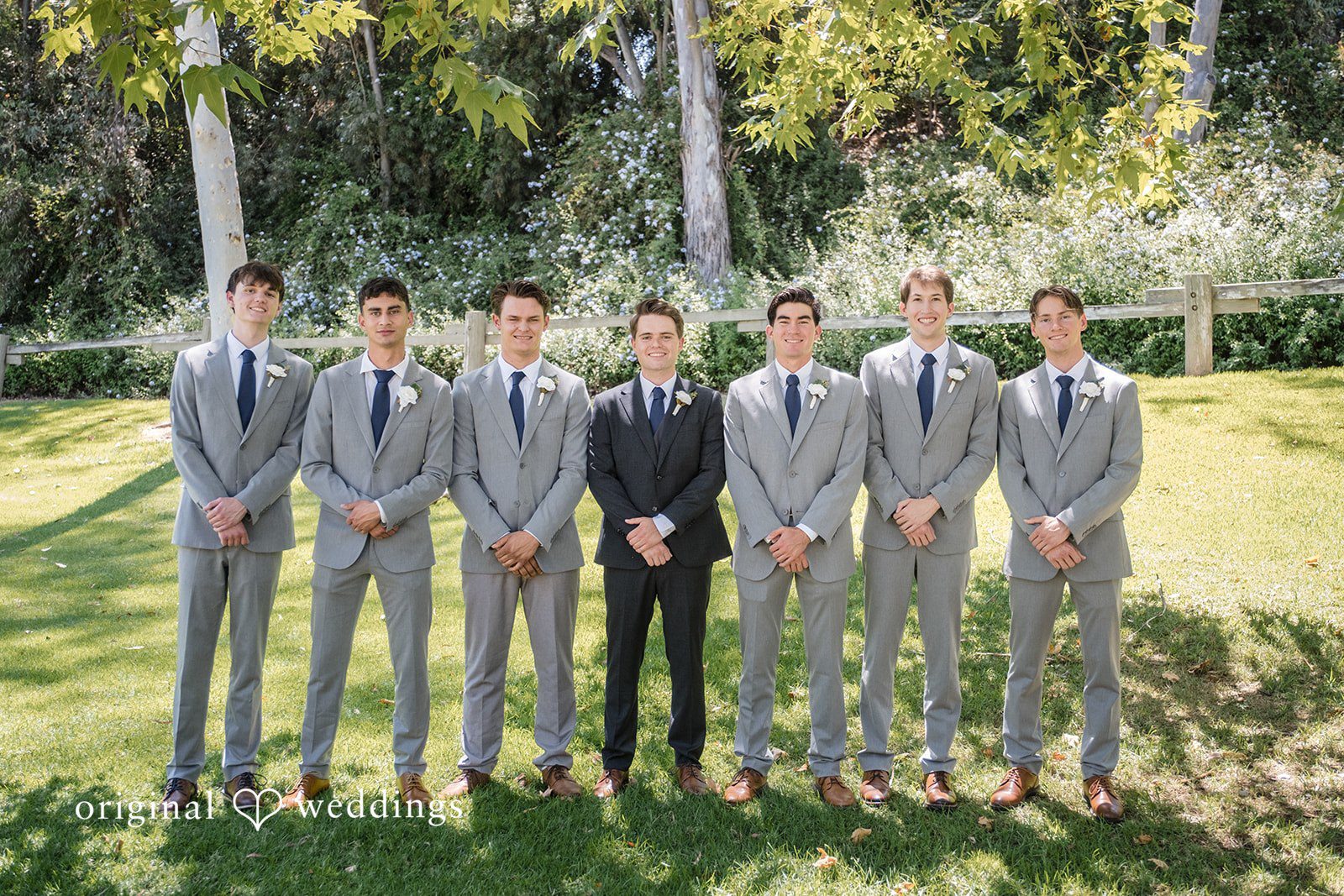 Madeline + Brady Groom with the groomsmen at Fullerton Community Center