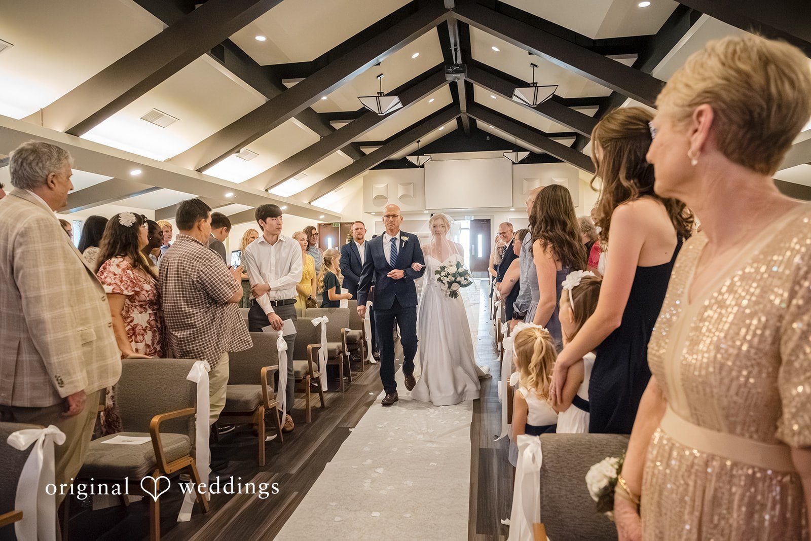 Madeline + Brady Emotional moment as the bride walks down the aisle toward her groom