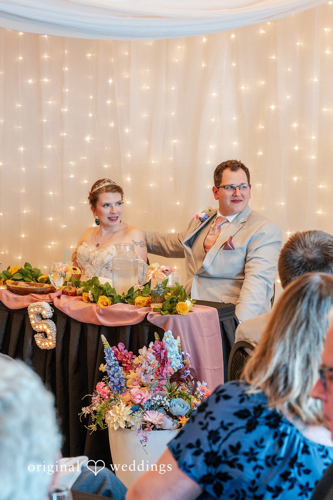 Nina + Steven Lovely picture of bride and groom at wedding reception
