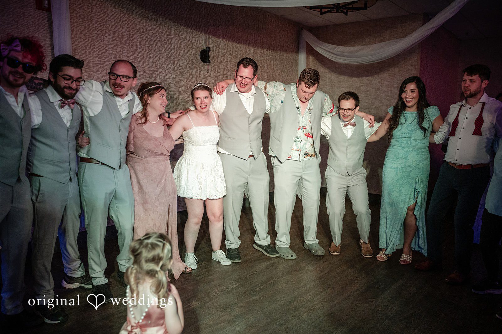 Nina + Steven Bride and groom having fun with family and friends