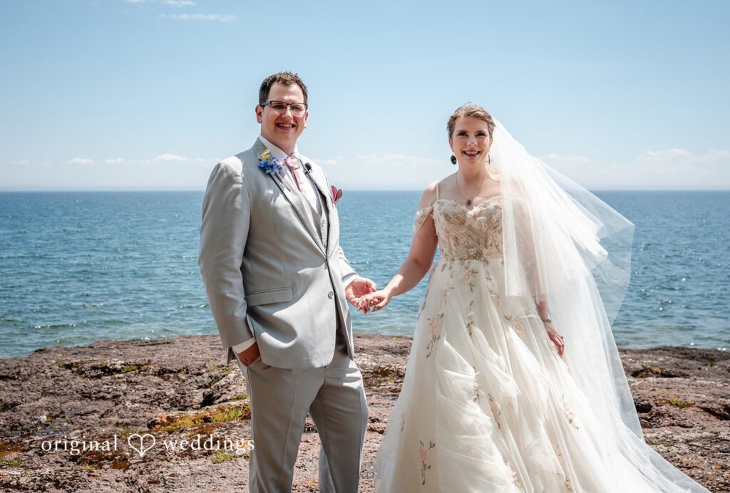 Nina + Steven Lovely picture of couple at Grand Superior Lodge captured by Minneapolis wedding photographers from Original Weddings