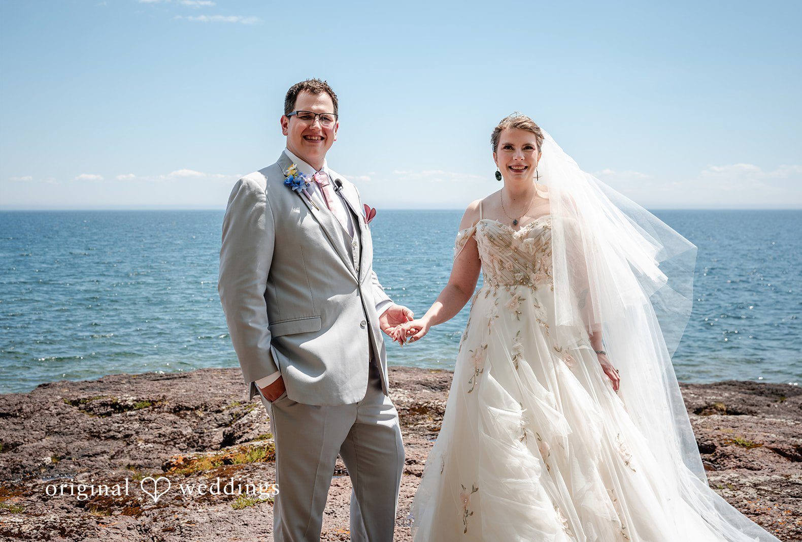 Lovely picture of couple at Grand Superior Lodge captured by Minneapolis wedding photographers from Original Weddings