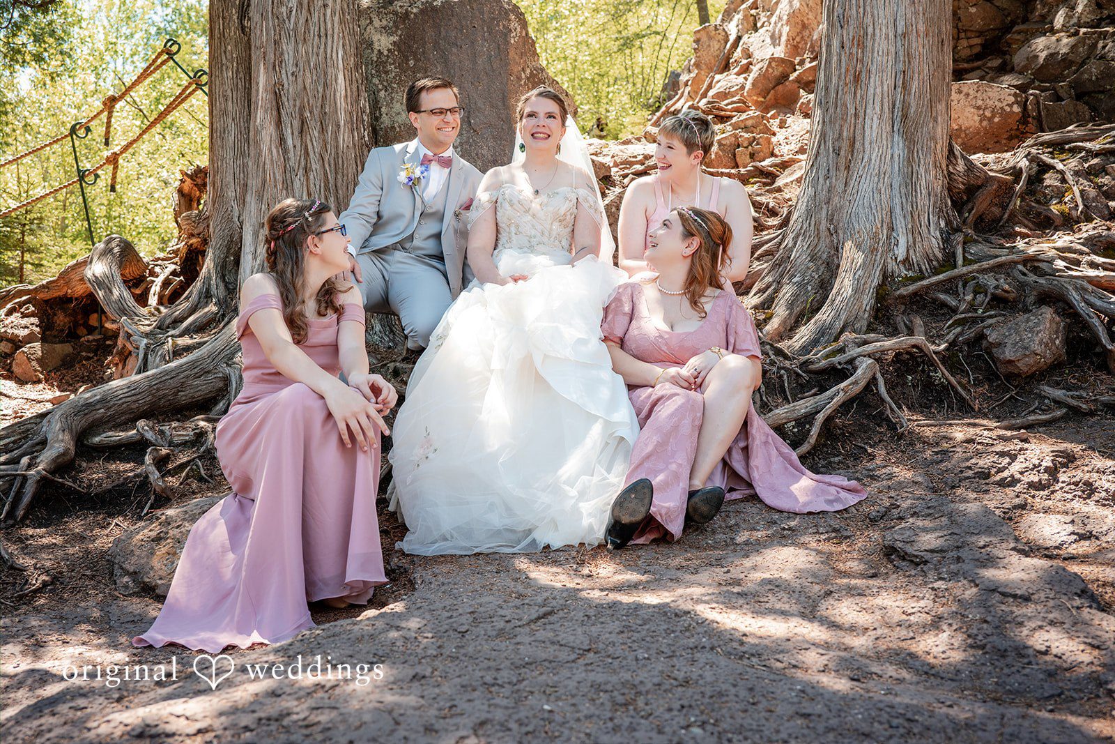 Nina + Steven Lovely picture of bride with family and friends at Grand Superior Lodge