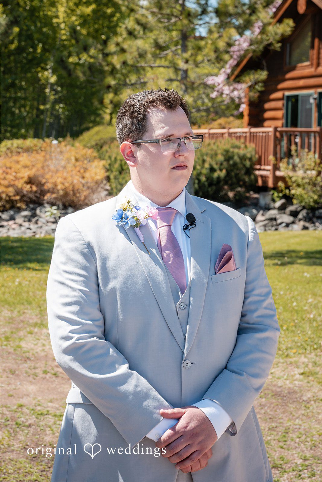Nina + Steven Groom looking for the bride for wedding ceremony at Grand Superior Lodge