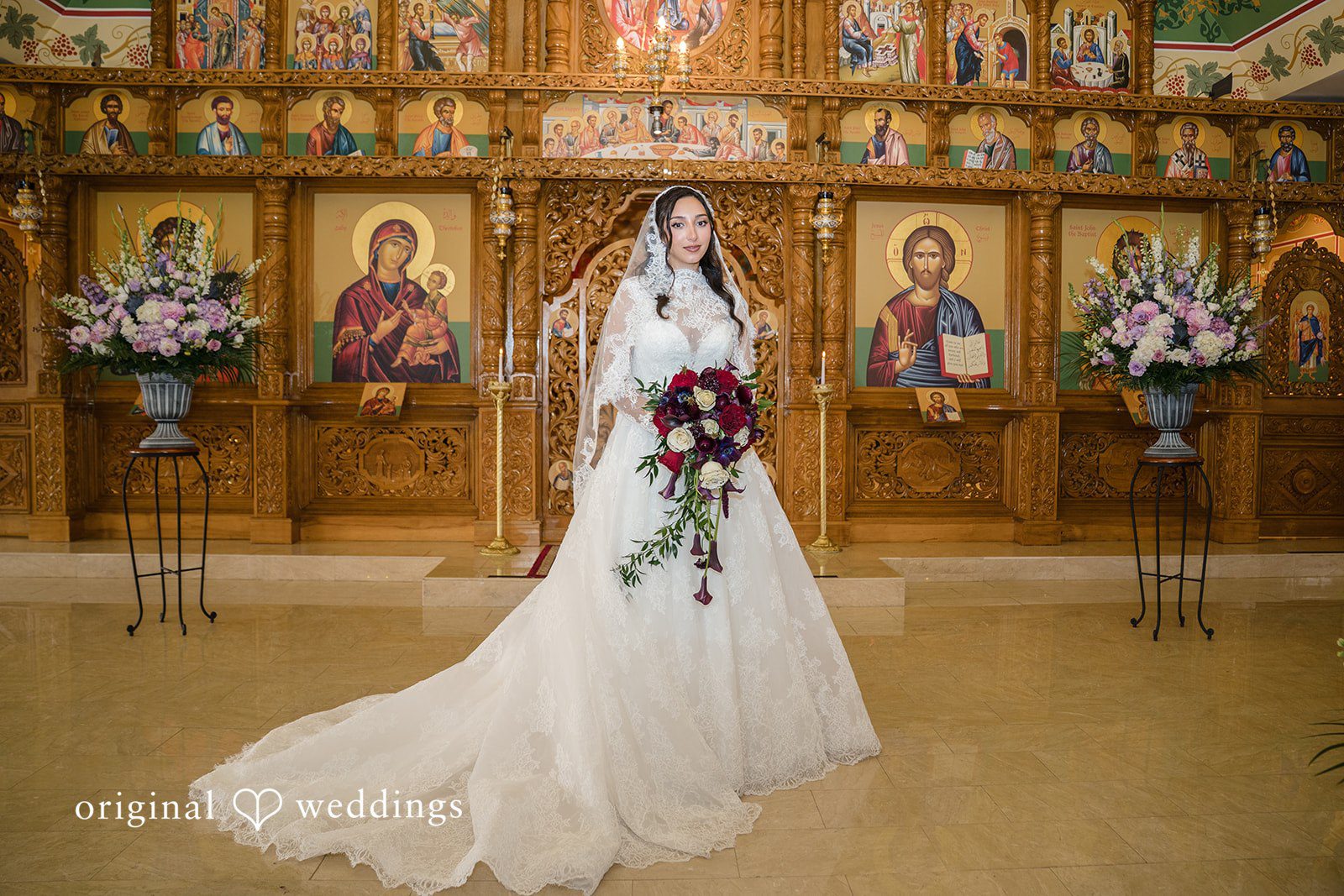 Janelle + Yaser Beautiful bride posing for wedding photography by holding bouquet