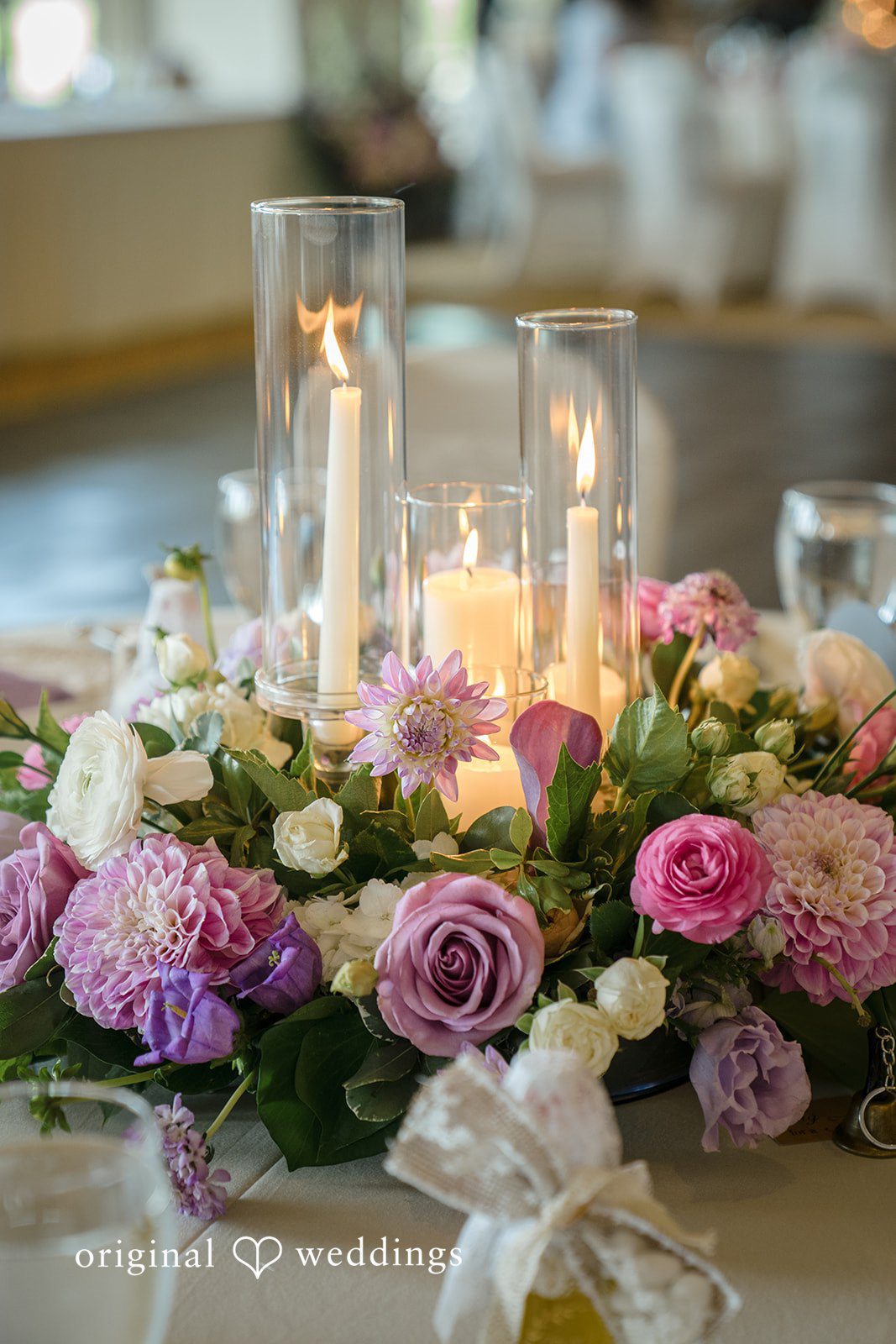 Janelle + Yaser Beautiful table decoration at Green Hills Country Club